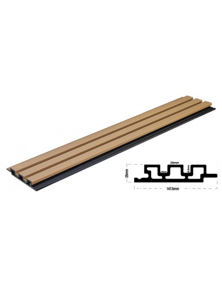 WPC PANEL 2ης ΓΕΝΙΑΣ ΜΕ 3D ΠΗΧΑΚΙΑ 25/147.5mm OAK 5580