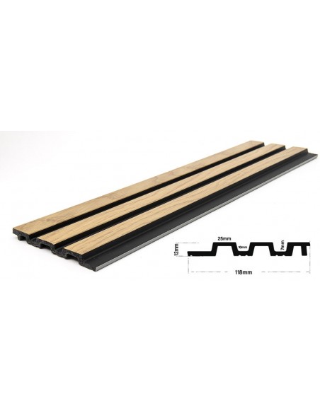 PS PANEL ΜΕ 3D ΠΗΧΑΚΙΑ F4 PIANO 12/122/2900mm NAT.OAK/BLACK