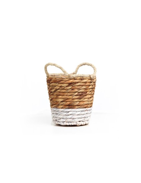 Καλάθι Jununca top edge natural with white Small (20x20/26) Soulworks 0510056