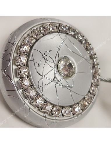 Μαγνήτης κουρτίνας Ασημί με Strass 010