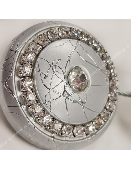 Μαγνήτης κουρτίνας Ασημί με Strass 010
