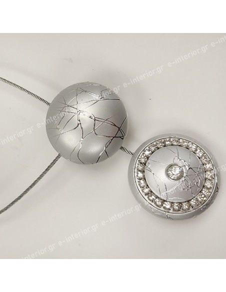 Μαγνήτης κουρτίνας Ασημί με Strass 010