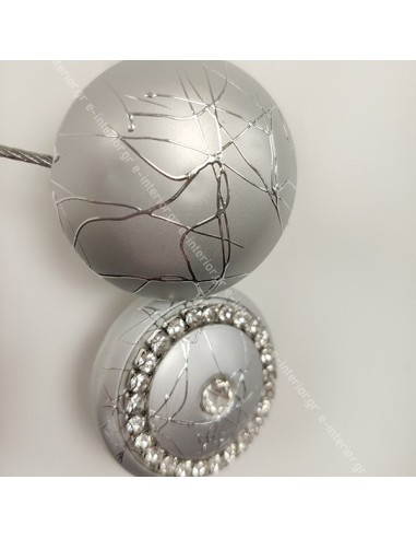 Μαγνήτης κουρτίνας Ασημί με Strass 010