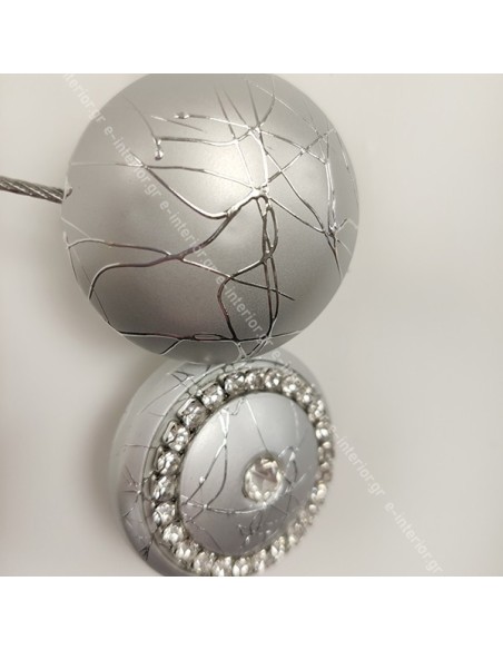 Μαγνήτης κουρτίνας Ασημί με Strass 010