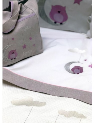 Σετ Σεντόνια Λίκνου Dreamy Owl - Lilac
