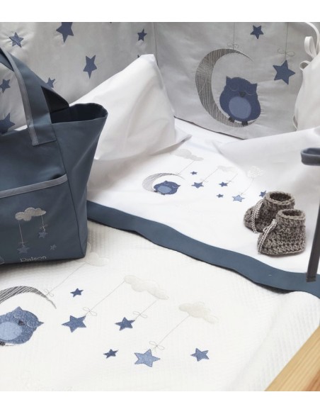 Σετ Σεντόνια Κούνιας Dreamy Owl - Blue