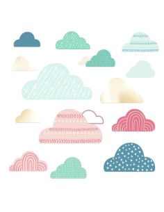 Αυτοκόλλητα τοίχου Πολύχρωμα Σύννεφα με καθρέπτες 2