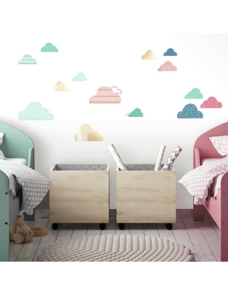 Αυτοκόλλητα τοίχου Πολύχρωμα Σύννεφα με καθρέπτες