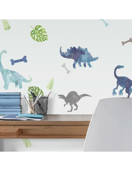 Αυτοκόλλητα τοίχου Δεινόσαυροι με νερομπογιά