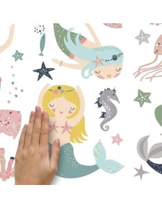 Αυτοκόλλητα τοίχου Γοργόνες παστέλ 2