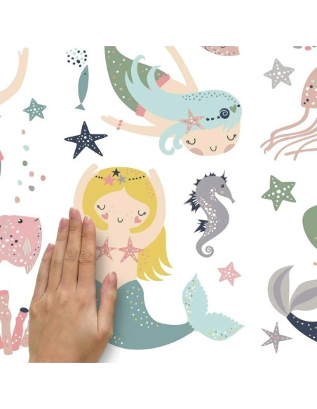 Αυτοκόλλητα τοίχου Γοργόνες παστέλ