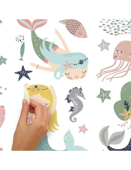 Αυτοκόλλητα τοίχου Γοργόνες παστέλ