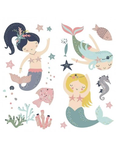 Αυτοκόλλητα τοίχου Γοργόνες παστέλ