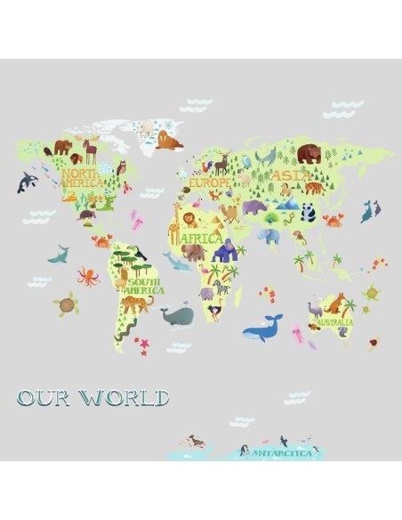 Αυτοκόλλητα τοίχου Ο κόσμος με τα ζώα του