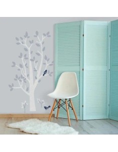 Αυτοκόλλητα τοίχου Δέντρο Λευκό-Γκρι