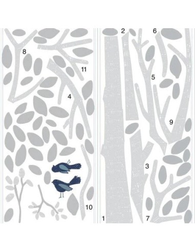 Αυτοκόλλητα τοίχου Δέντρο Λευκό-Γκρι