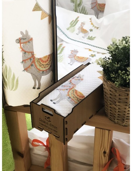 Κουβέρτα Πικέ Αγκαλιάς Hello Lama - Orange