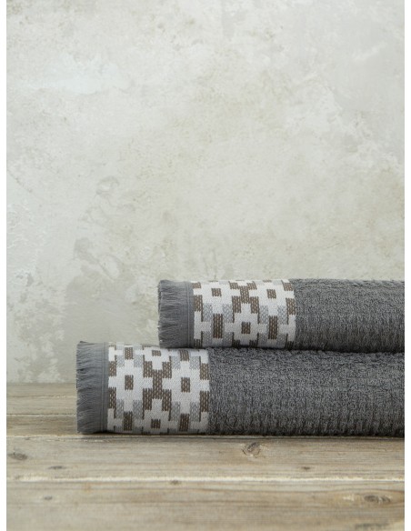 Σετ Πετσέτες (50x90 + 70x140) Jentaya - Dark Gray