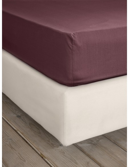 Σεντόνι Υπέρδιπλο με Λάστιχο Για Στρώμα 165x205+35 Unicolors - Deep Bordeaux