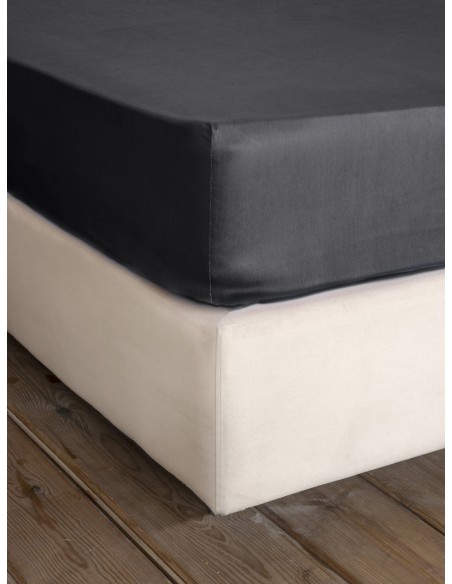 Σεντόνι Βαμβακοσατέν Υπέρδιπλο με Λάστιχο Για Στρώμα 165x205+35 Superior Satin - Black