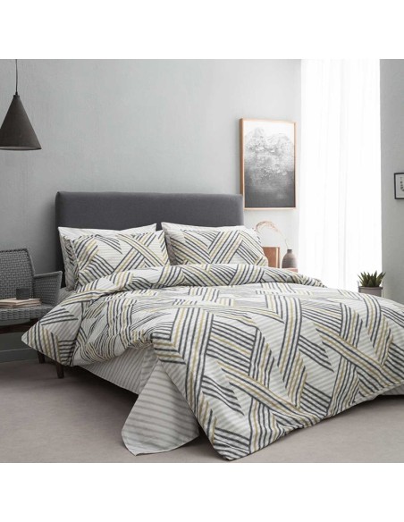 Σετ Σεντόνια Διπλά 200Χ260 Zelma-1 Grey/Yellow