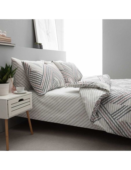 Σετ Σεντόνια Διπλά 200Χ260 Zelma-2 Grey/Pink