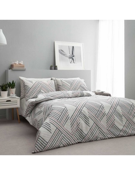 Σετ Σεντόνια Διπλά 200Χ260 Zelma-2 Grey/Pink