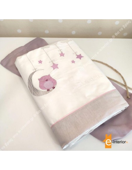 Σετ Σεντόνια Λίκνου Dreamy Owl - Lilac