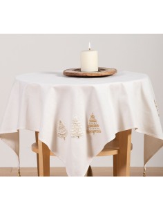 Τραπεζομάντηλο 100x100 Gold Trees White