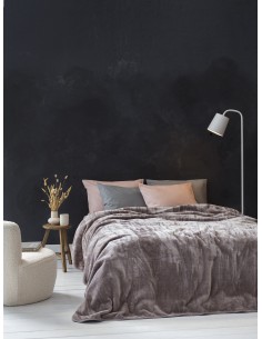 Κουβέρτα Βελουτέ Μονή 160x220 Coperta - Cigar Beige