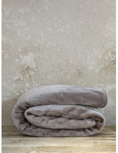 Κουβέρτα Βελουτέ Μονή 160x220 Coperta - Cigar Beige 2