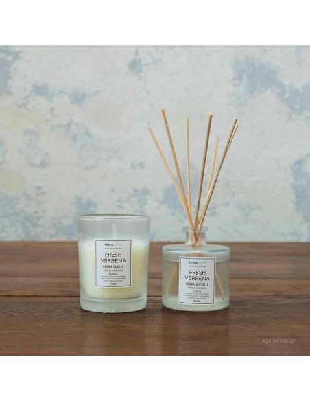 Σετ Αρωματικό Χώρου με Στικ 100ml & Αρωματικό Κερί 130gr - Fresh Verbena