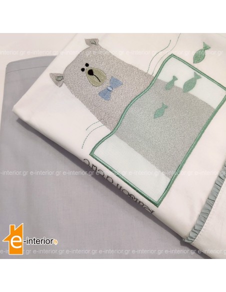 Σετ Σεντόνια Κούνιας Baby Boy Bear - Mint