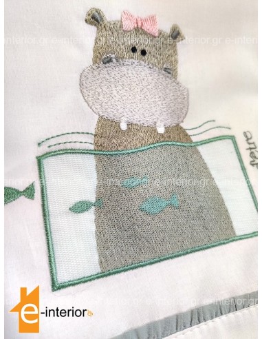 Σετ Σεντόνια Λίκνου Baby Girl Hippo - Pink