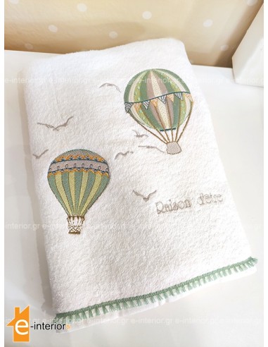 Σετ βρεφικές πετσέτες 2 τμχ - Hot Air Balloon Green