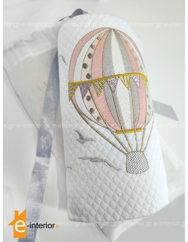 Κουβέρτα πικέ Λίκνου Hot Air Balloon - Pink