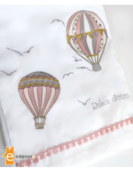 Σετ Σεντόνια Κούνιας Hot Air Balloon - Pink