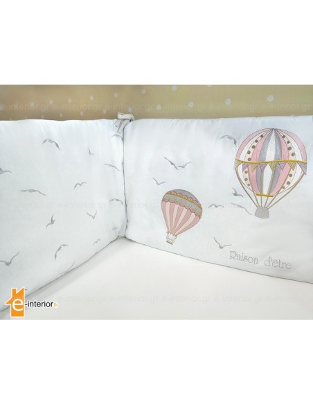 Πάντα Κούνιας 45x210 Hot Air Balloon - Pink