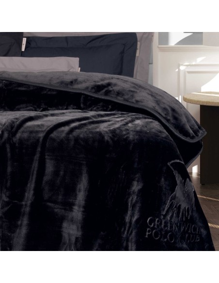GREENWICH POLO CLUB ΚΟΥΒΕΡΤΑ VELOUR ΜΟΝΗ 3440 ΜΑΥΡΟ