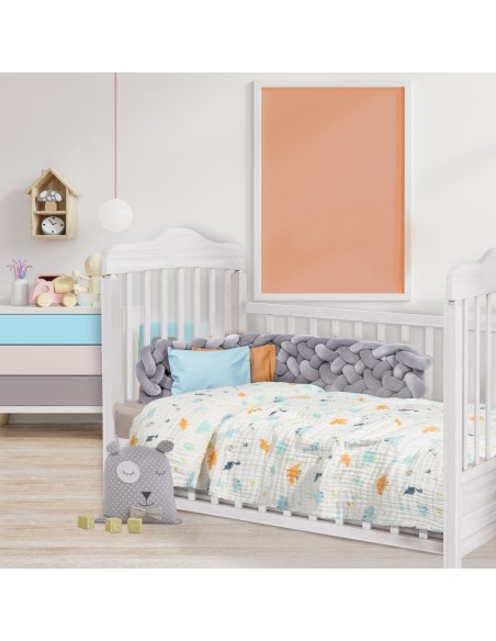 DAS BABY ΚΟΥΒΕΡΤΑ-ΜΟΥΣΕΛΙΝΑ 105X150 RELAX 6623 ΛΕΥΚΟ, ΜΠΛΕ, ΠΟΡΤΟΚΑΛΙ