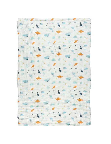 DAS BABY ΚΟΥΒΕΡΤΑ-ΜΟΥΣΕΛΙΝΑ 105X150 RELAX 6623 ΛΕΥΚΟ, ΜΠΛΕ, ΠΟΡΤΟΚΑΛΙ