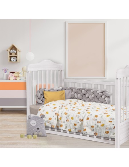 DAS BABY ΚΟΥΒΕΡΤΑ-ΜΟΥΣΕΛΙΝΑ 105X150 RELAX 6622 ΛΕΥΚΟ, ΠΟΡΤΟΚΑΛΙ