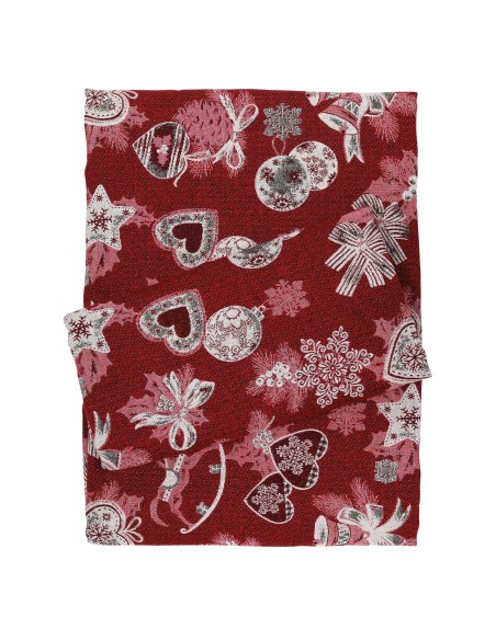 DAS HOME CHRISTMAS ΤΡΑΠΕΖΟΜΑΝΤΗΛΟ 140Χ180 0626 ΚΟΚΚΙΝΟ, ΜΠΕΖ