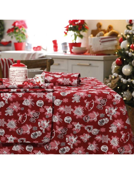 DAS HOME CHRISTMAS ΤΡΑΠΕΖΟΜΑΝΤΗΛΟ 140Χ180 0626 ΚΟΚΚΙΝΟ, ΜΠΕΖ