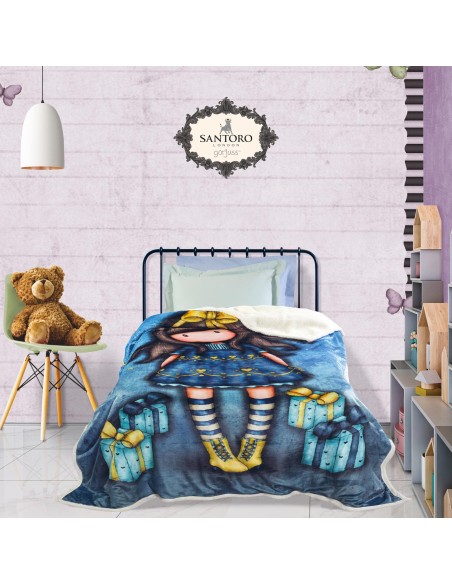 SANTORO GORJUSS 5020 ΚΟΥΒΕΡΤΑ FLEECE SHERPA 160X220 JUST BECAUSE ΜΠΛΕ