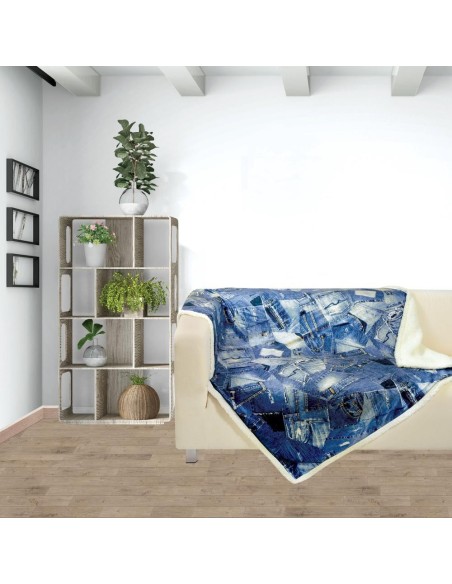 DAS HOME ΚΟΥΒΕΡΤΑ FLEECE PRINT ΣΧ.370 130X160 ΜΠΛΕ