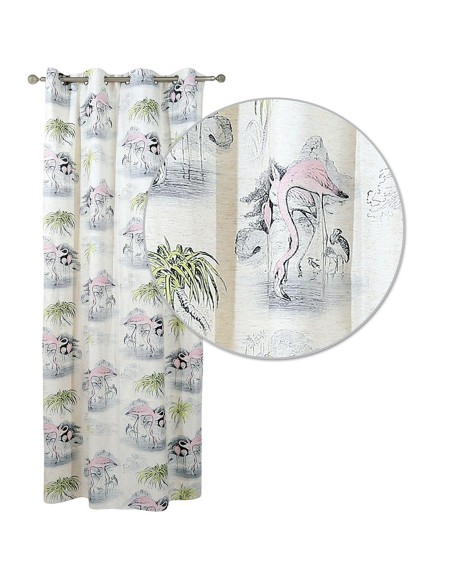 DAS HOME 2063 ΚΟΥΡΤΙΝΑ 140Χ280 ΜΕ ΤΡΟΥΚΣ ΓΚΡΙ, ΛΑΧΑΝΙ, ΡΟΖ