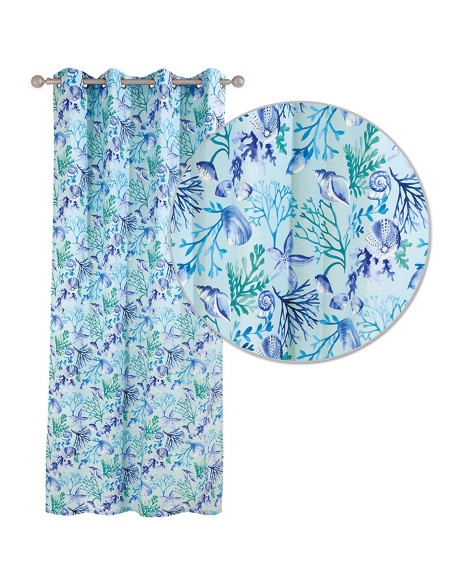 DAS HOME 2102 ΚΟΥΡΤΙΝΑ 140Χ260 ΜΕ ΤΡΟΥΚΣ ΜΕΝΤΑ, ΜΠΛΕ, ΤΥΡΚΟΥΑΖ