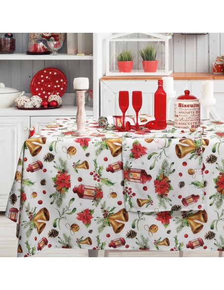 DAS HOME CHRISTMAS ΤΡΑΠΕΖΟΜΑΝΤΗΛΟ 140Χ180 0624 ΚΟΚΚΙΝΟ, ΜΠΕΖ, ΧΡΥΣΟ