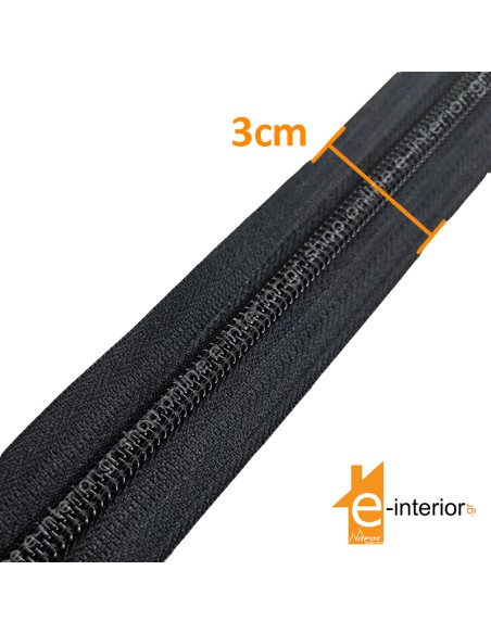Φερμουάρ μαύρο 3cm με το μέτρο